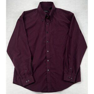 Van Heusen Shirt Mens Medium Plaid Button Down Long Sleeve Pocket Classic